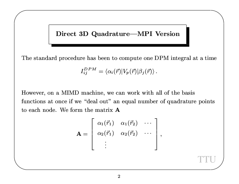 Scalable Matrix Integration -- Slide 2